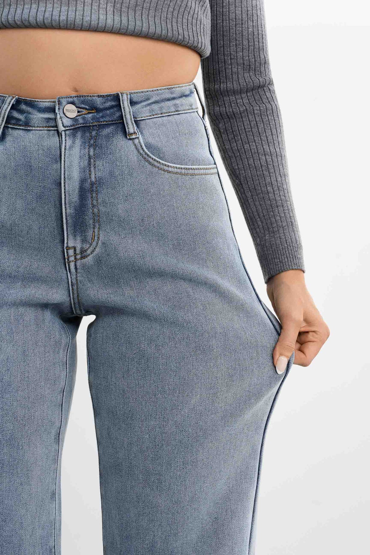 Jeans med stretch, mom jeans, flare jeans