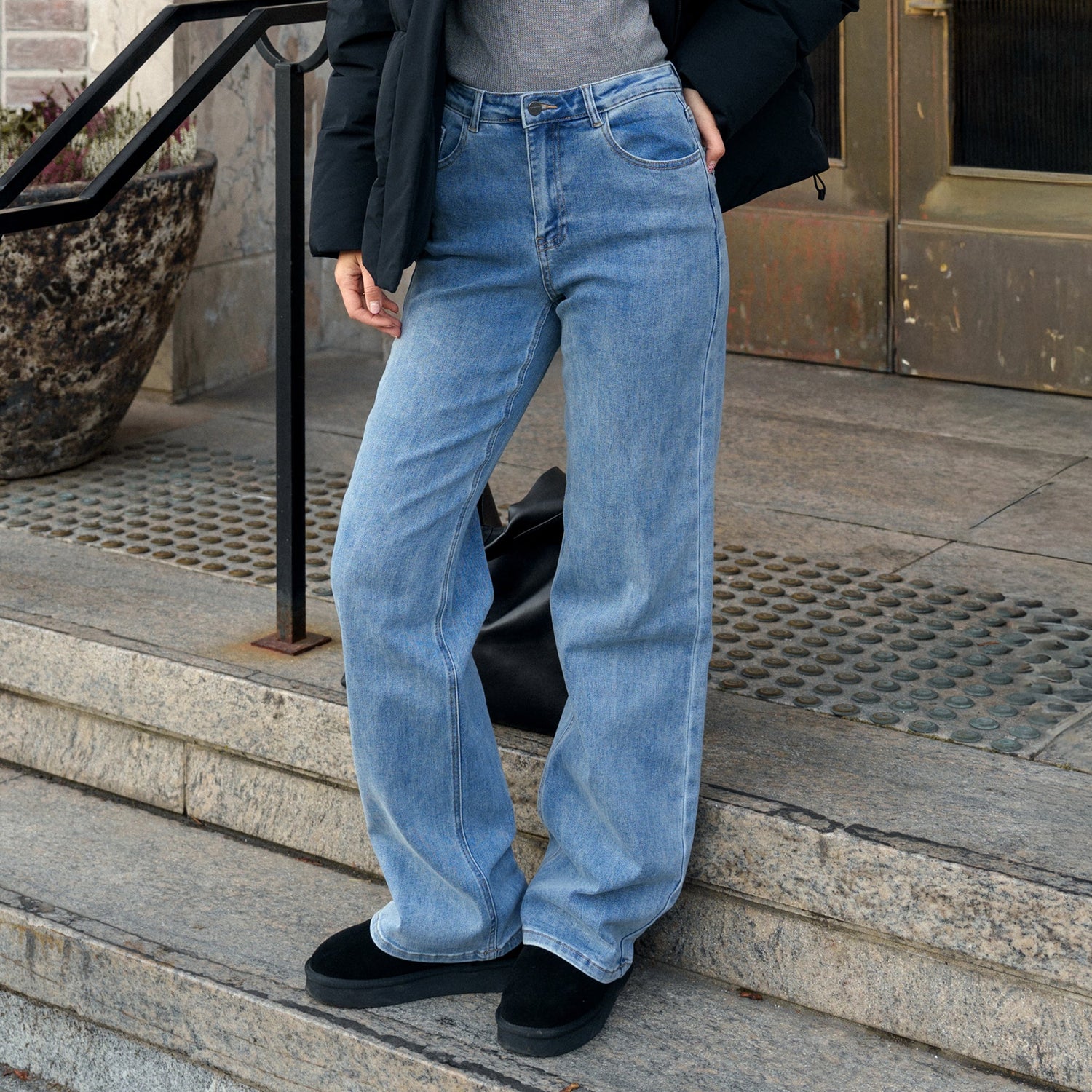Jeans med stretch, mom jeans, flare jeans