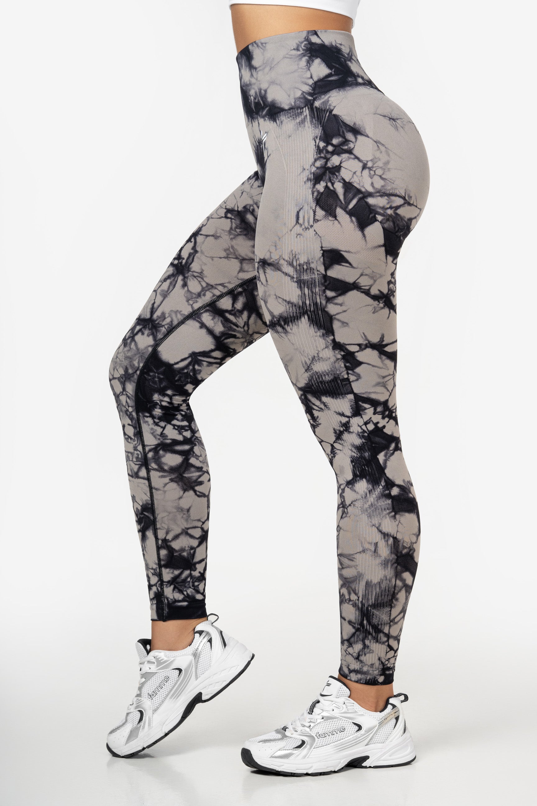 Grey Tie Dye Scrunch Leggings - for dame - Famme - Leggings